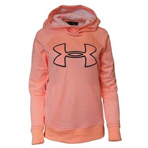 Under Armour Loose Fit Cold Gear Pullover Hoodie Orange Peach Sweatshirt XS